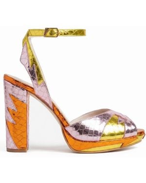 Terry De Havilland Zia Mid Sunrise Platform Heels - Metallic