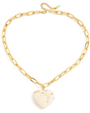 Olivia Le Livy Paper Clip Heart Ivory Necklace - Metallic