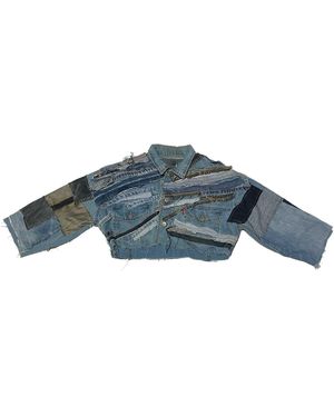 Zasta Studio Frayed Fusion Denim Crop Jacket P - Blue