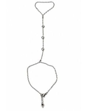 Jagged Halo Jewelry Margot Stainless Steel Hand Chain Rhodium Plated - White