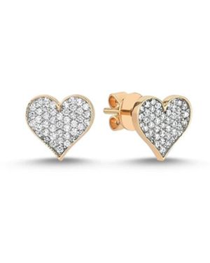 Ecce | Artisan Diamonds Solid 14Ct Heart Diamond Pair Stud Earring - White
