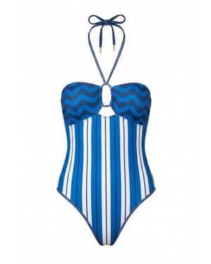 Jessie Zhao New York Porcelain Wave Reversible One Piece Swimsuit - Blue