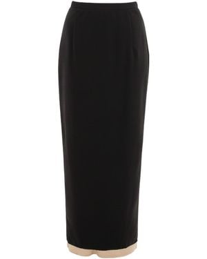 Sazha Neutrals Maxi Pencil Skirt With Raw Hem - Black