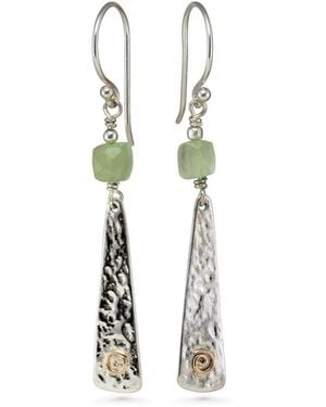 Isla Silver Prehnite Textured Sterling Drop Earrings - Metallic