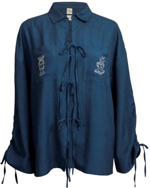 Em & Shi Olympia Embroidered Shirt - Blue