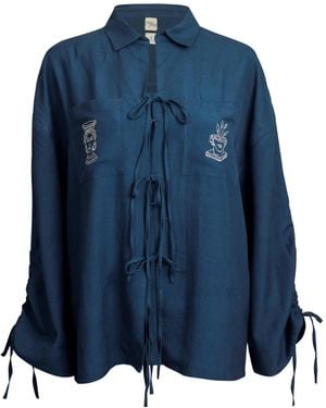 Em & Shi Olympia Embroidered Shirt - Blue