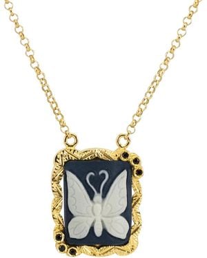 Vintouch Italy Butterfly Cameo Necklace - Metallic