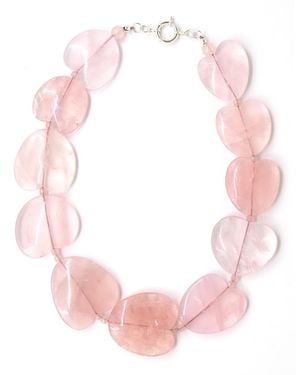 Shar Oke Heart Shaped Madagascan Rose Quartz Necklace - Pink