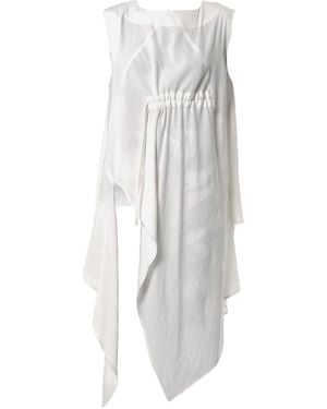 Metamorph Asymmetric Tunic Top With Linen - White