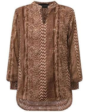 James Lakeland Sequin Animal Print Blouse - Brown