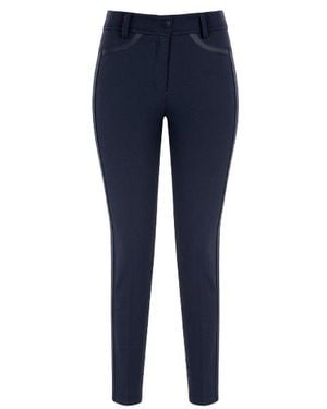 Conquista Straight Trousers With Faux Leather Detail - Blue