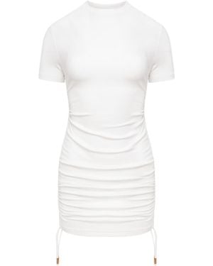 Mandragora Neutrals Ecru Fitted Dress With Adjustable Length - White