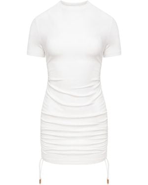 Mandragora Neutrals Ecru Fitted Dress With Adjustable Length - White