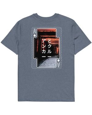 Anchor and Crew Dark Heather Four Japan Gurafiku Organic Cotton T-Shirt - Blue