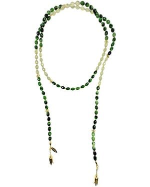Farra Gemstones Beaded Open-Ended Versatile Long Necklace - Green