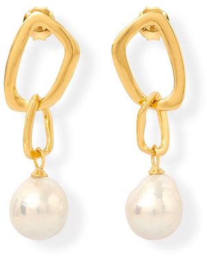 Pearls of the Orient Online Credo Chunky Drop Earrings With Baroque Cultured Freshwater Pearl - Metallic