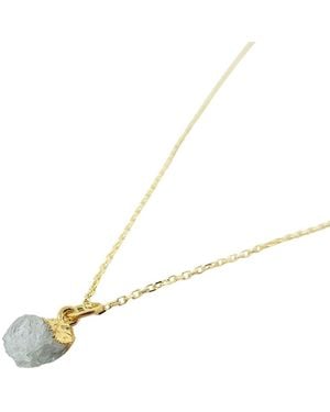 Harfi Raw Aquamarine Plated March Birthstone Necklace - Metallic
