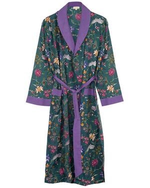 Inara Indian Cotton Fields Print Robe - Blue