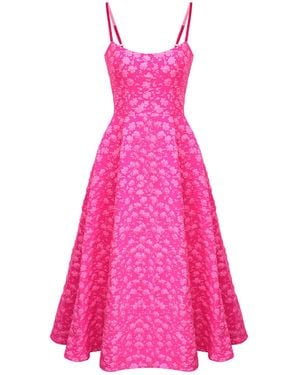POST MERIDIEM Fuchsia Jacquard Fitted Corset Bustier Dress - Pink