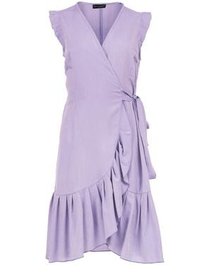 Conquista Lilac Sleeveless Ruffled Wrap Dress - Purple