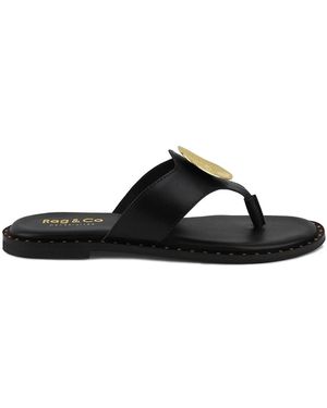Rag & Co Kathleen Embellished Slip-On Thong Sandals By Rag & Co - Black