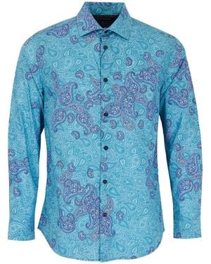 lords of harlech Nigel Montgat Paisley Shirt - Blue