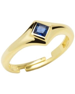Spero London Fine Rectangular Sterling Statement Ring - Metallic