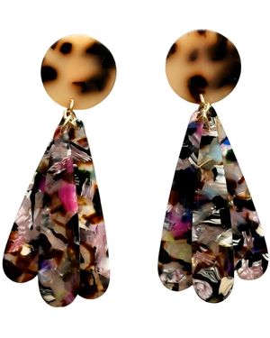 CLOSET REHAB Petal Drop Earrings - Brown