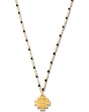 Ellie Vail Jewelry Zayla Cross Pendant Enamel Beaded Necklace - Metallic