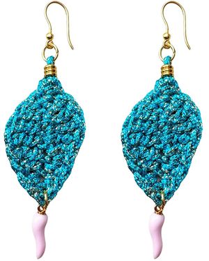 Hilo De Mar Leaf Earrings With Chilli - Blue
