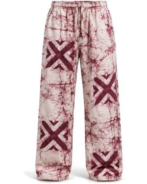 Naba Clothing Naba Diaspora Adire Cream Long Pants - Red