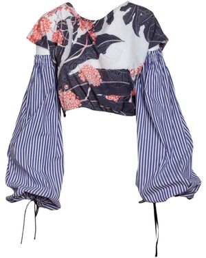 ARTISTA Berry Long Sleeve Crop Top - Blue