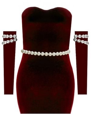 Nur Karaata Eternal Mini Burgundy Dress - Red