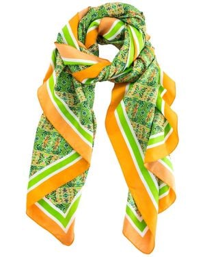 Evelyn & Kate Elegant All Silk Scarf, Autumn Rose Pattern - Yellow