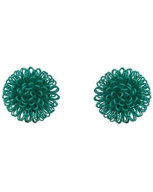 Pats Jewelry Single Clip Pompom Earrings - Green