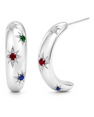 Unaloe Multicolour Starburst Hoop Earrings – Sterling - White