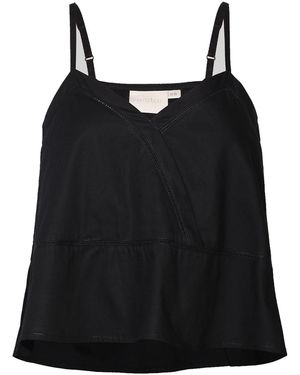 REISTOR V-Neck Cotton Camisole With Lace - Black