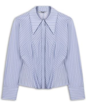 Nocturne Boned Striped Shirt - Blue