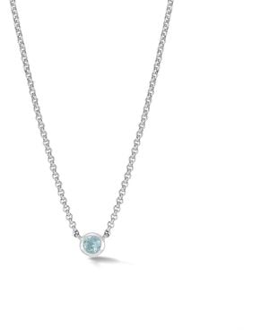 Dower & Hall Aquamarine Round Dewdrop Pendant - Metallic
