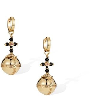 Retro Chic Globus Cruciger Earrings - Metallic
