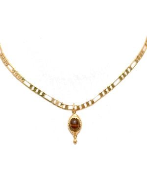 Krush Xara Tiger's Eye Pendant Chain Choker - Metallic