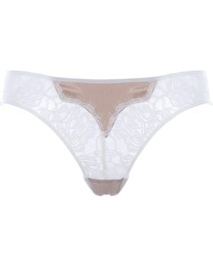 SAETA Paris Neutrals Cotton Lace & Silk Pantie - White