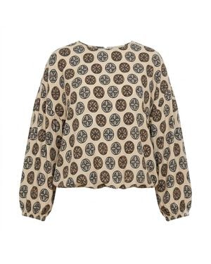 ELOI Elmo Geometric Print Loose Fit Top - Brown