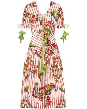 Ashaki The Maya Striped Cotton Dress - Red