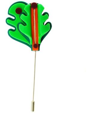 Gissa Bicalho Brooch Stem Leaves - Green