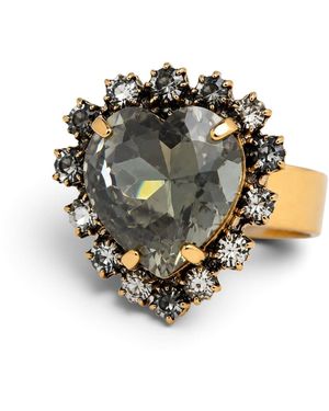 Vstyle Amore Smoked Heart Swarovski Crystal Ring - Metallic