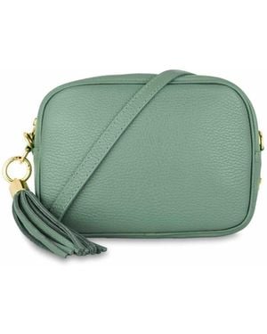 Apatchy London The Tassel Pistachio Leather Crossbody Bag - Green