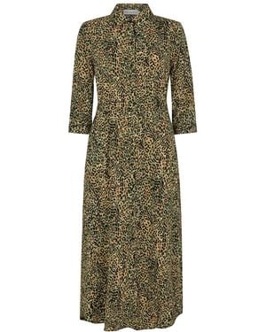 Warehouse animal print shirt fashion dress green