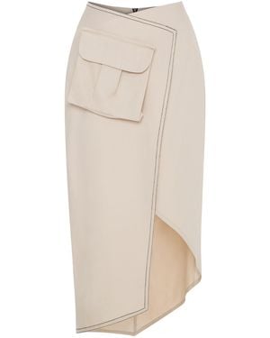 Mirimalist Wrap Pencil Midi Skirt Ecru - Natural