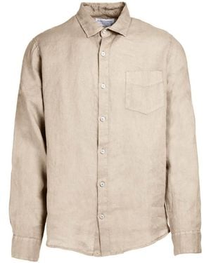 Haris Cotton Neutrals Long Sleeved Front Pocket Linen Shirt - Natural